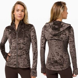 lululemon athletica Crushed Velvet Zip-Up Hoodie in Brown